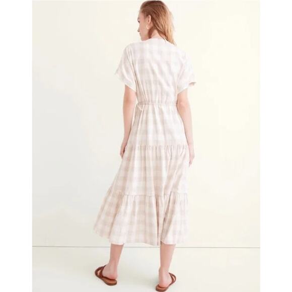 Madewell Button-Front Tiered Midi Dress in Undyed Gingham Edition (XL) - Picture 3 of 7